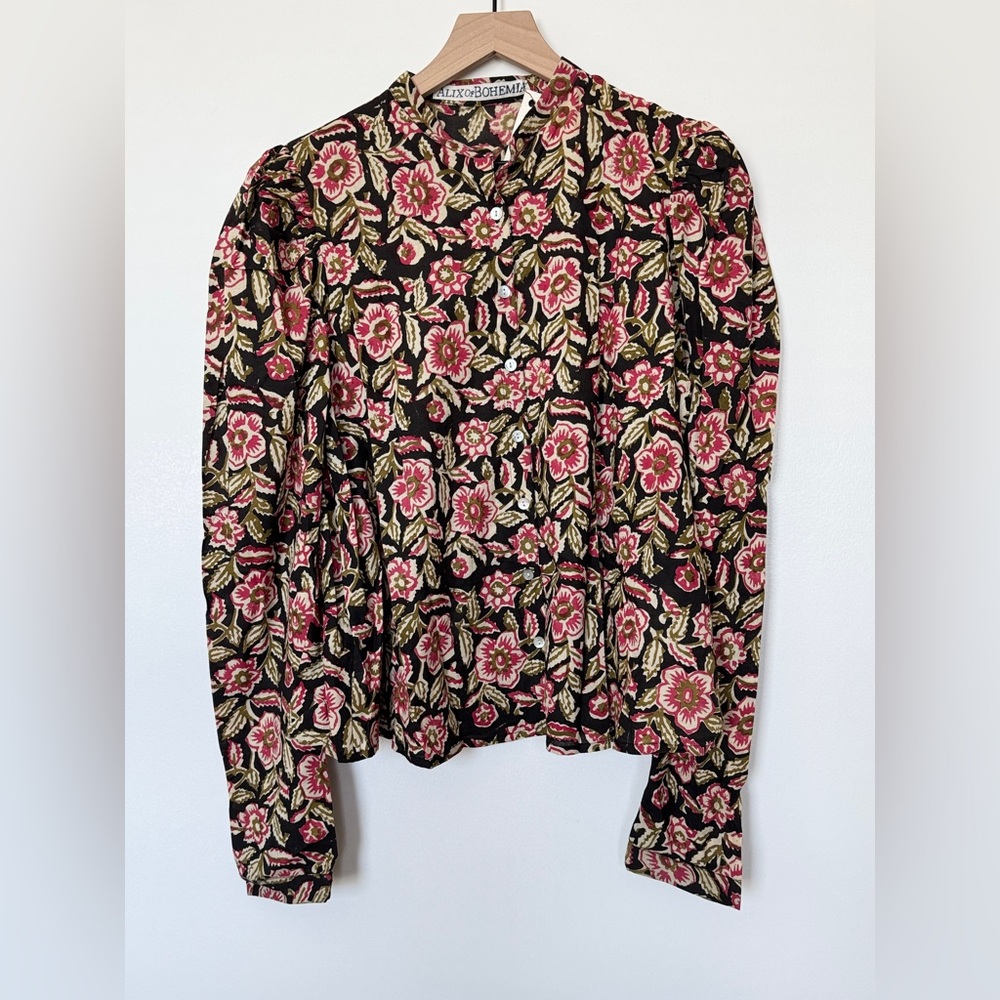 Alix of Bohemia Floral Print Mock Neck Blouse w/tag Size Large 086/231 - Picture 2 of 5